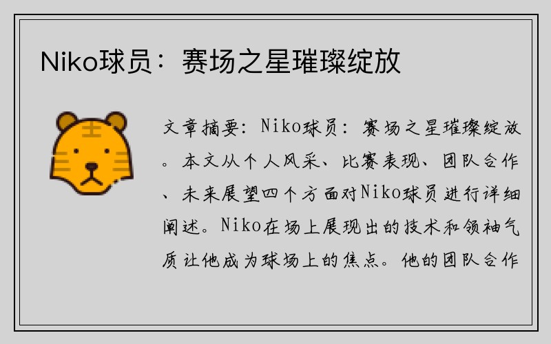 Niko球员：赛场之星璀璨绽放